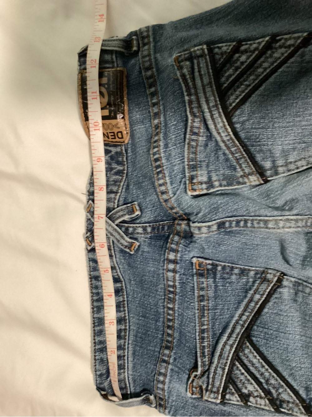 lei Light Blue Boot Cut Denim Jeans with Black leather trim - Picture 7 of 7